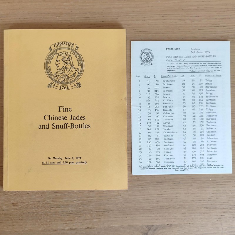 Fine Chinese Jades and Snuff-bottles. Christie's, on Monday, June 3, 1974