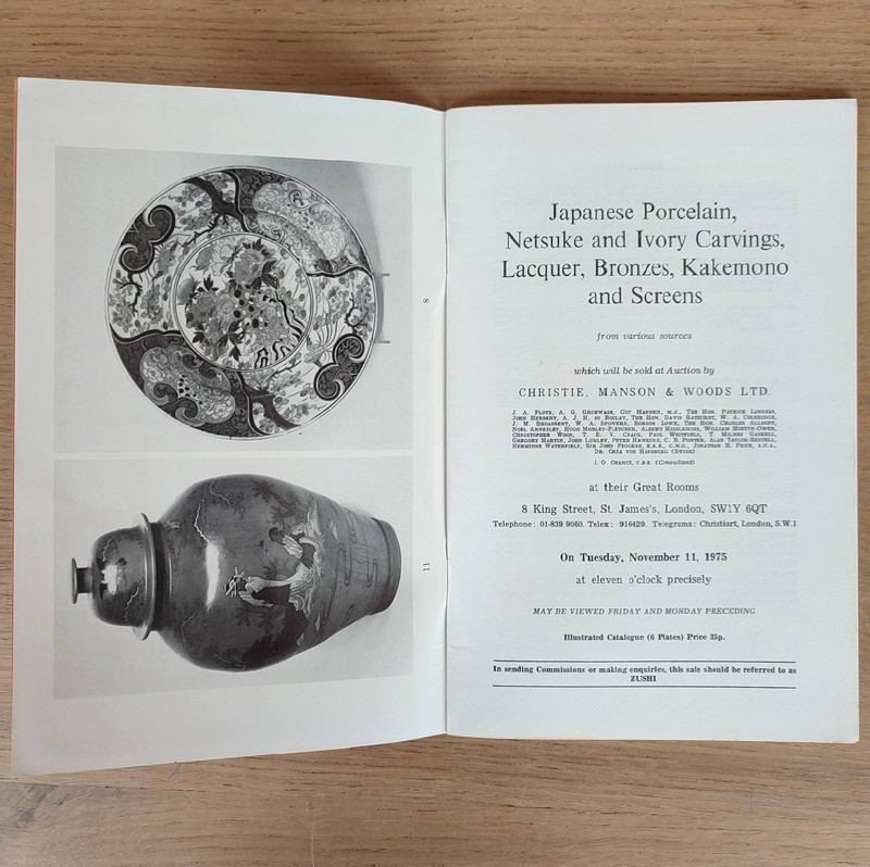 Japanese Porcelain, Netsuke and ivory carvings, lacquer, Bronzes, Kakemono and screens....