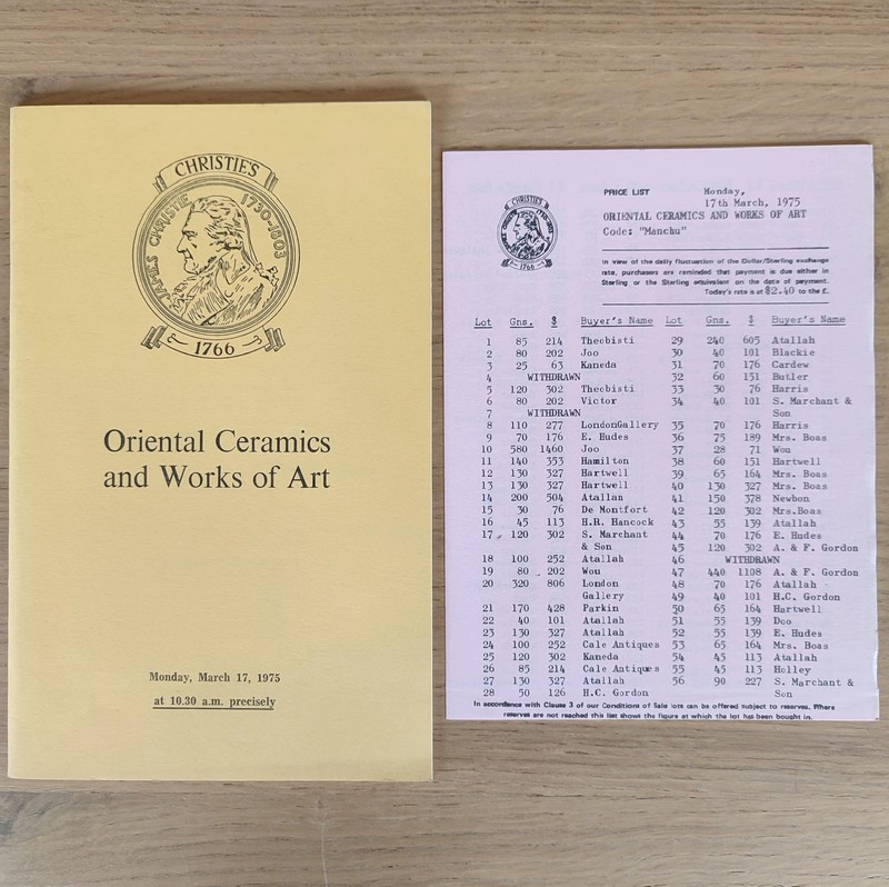 Oriental ceramics and works of art. Christie's, on March 17, 1975