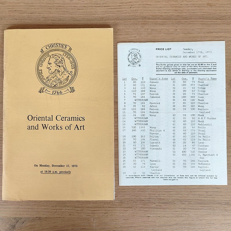 Oriental ceramics, bronzes, Enamels and works of art. Christie's, December 17, 1973