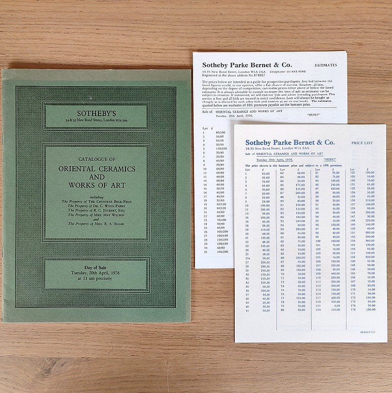 Catalogue of oriental ceramics and works of art. Sotheby's, 20th april, 1976