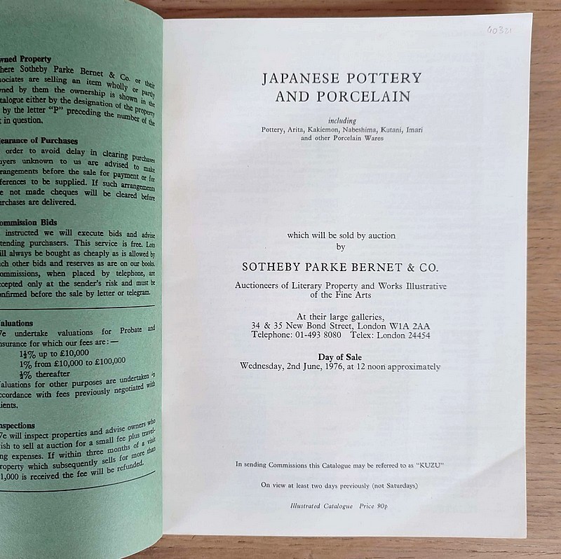Catalogue of Japanese pottery, porcelain and lacquer wares. Sotheby's, 2th June, 1976