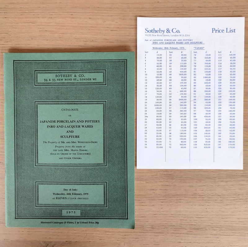 Catalogue of Japanese porcelain and pottery, inro and lacquer wares and sculpture. Sotheby's, 26th february, 1975