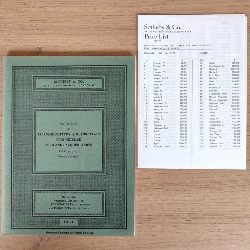 Catalogue of Japanese Pottery and porcelain, fine Netsuke, inro and lacquer wares. Sotheby's, 10th July, 1974
