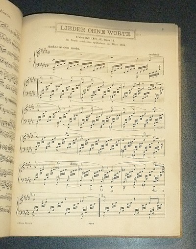 Partition. Lieder ohne Worte fur Pianoforte solo von félix Mendelssohn Bartholdy, herausgegeben von Theodor Kullak