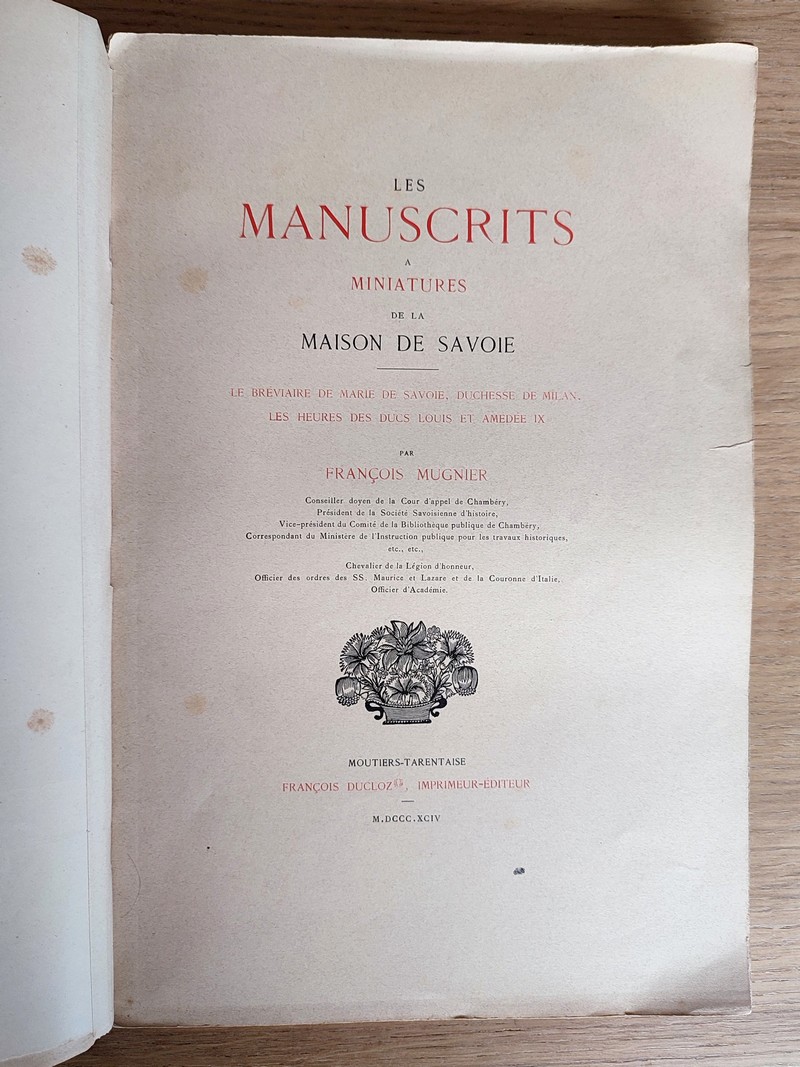 Les manuscrits à miniatures de la maison de Savoie, Le bréviaire de Marie de Savoie, Les heures des Ducs Louis et Amédée IX