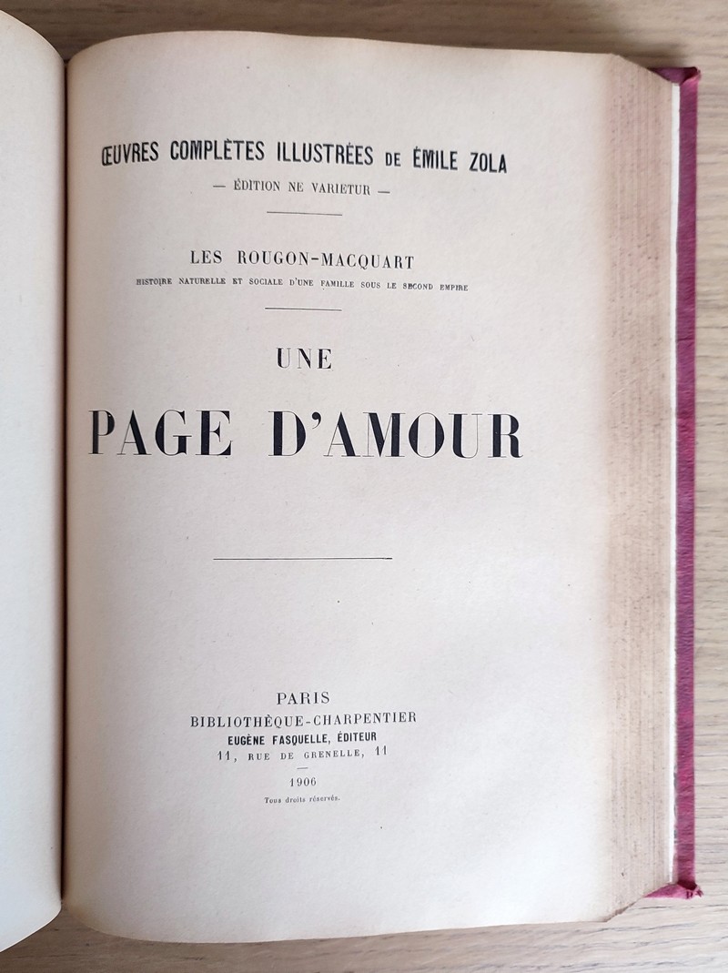 L'assommoir (2 volumes), Une page d'amour (1 volume). Tome 4 des oeuvres complètes illustrées, Ne varietur, Les Rougon-Macquart