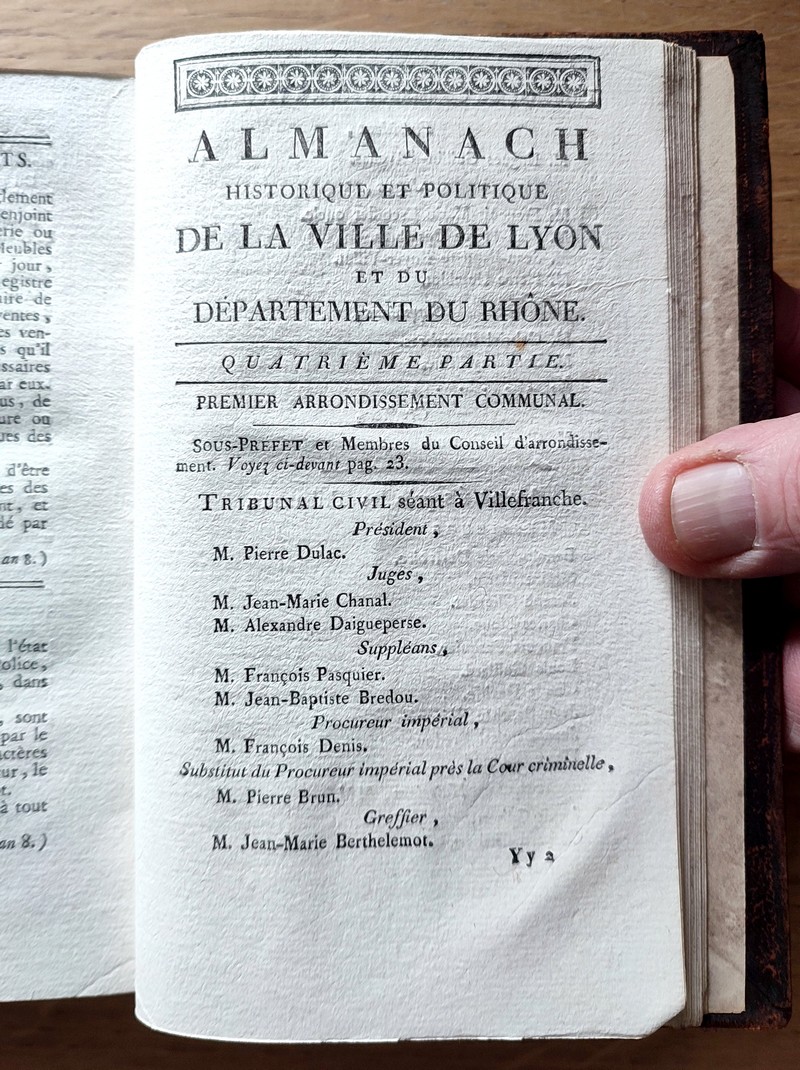 Almanach historique et politique de la ville de Lyon et du département du Rhône pour l'année 1806