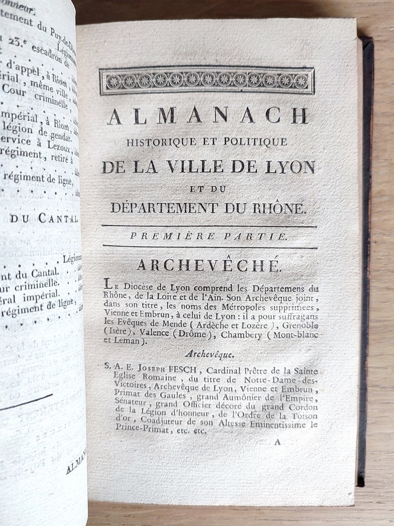 Almanach historique et politique de la ville de Lyon et du département du Rhône pour l'année 1808