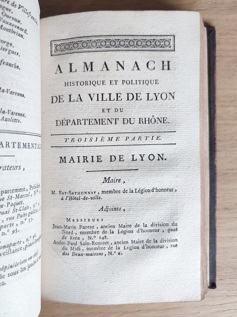 Almanach historique et politique de la ville de Lyon et du département du Rhône pour l'année 1808