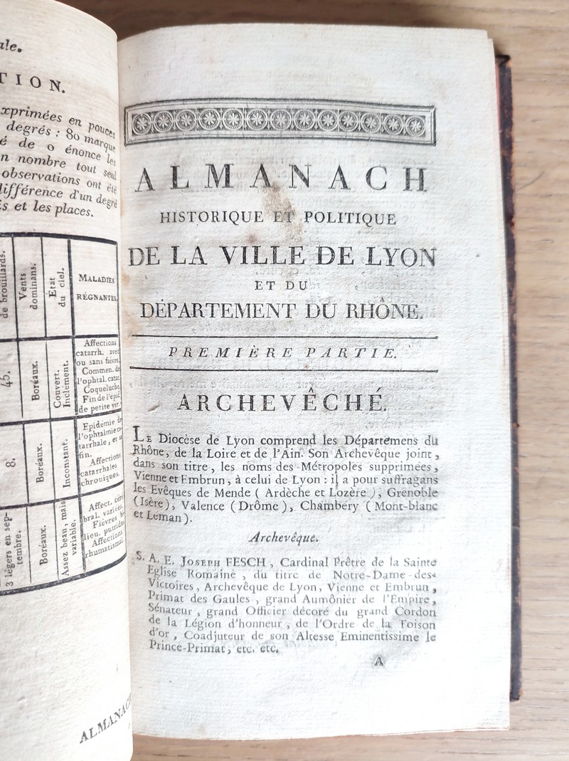 Almanach historique et politique de la ville de Lyon et du département du Rhône pour l'année 1809