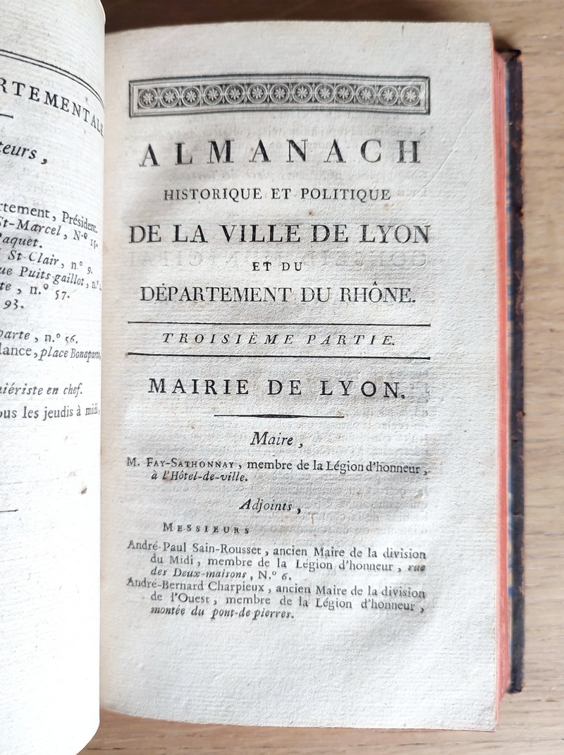 Almanach historique et politique de la ville de Lyon et du département du Rhône pour l'année 1809