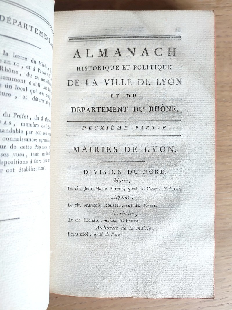 Almanach historique et politique de la ville de Lyon et du département du Rhône pour l'an XI de la République
