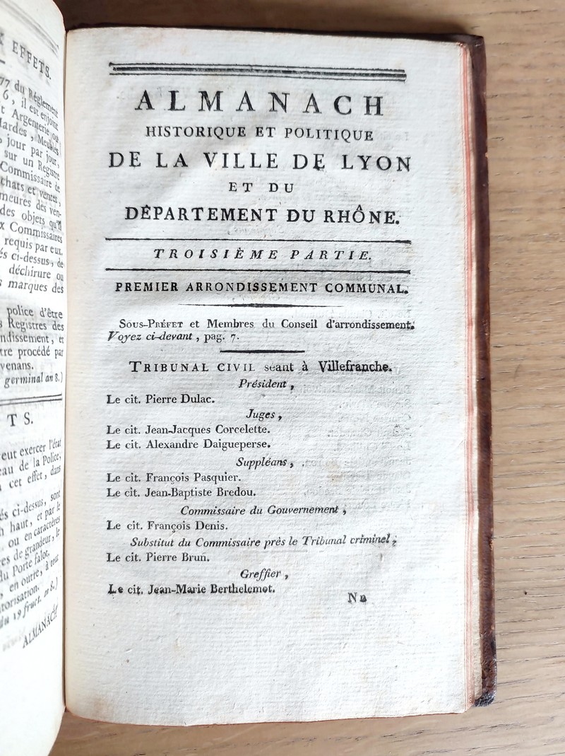 Almanach historique et politique de la ville de Lyon et du département du Rhône pour l'an XI de la République