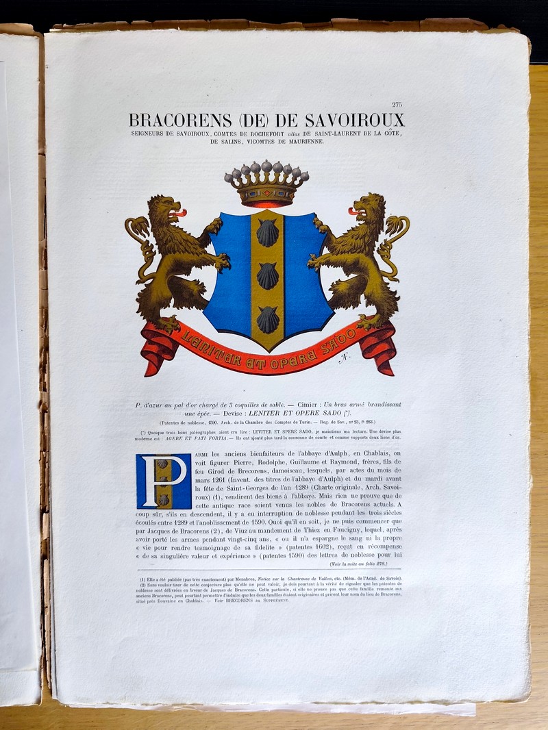 Armorial et Nobiliaire de l'Ancien Duché de Savoie (Tome I - livraison 17 INCOMPLÈTE)