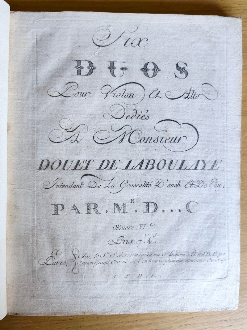 Six Duo, dialogues pour violon et Alto. Recueil de 6 partitions pour violon et alto de...