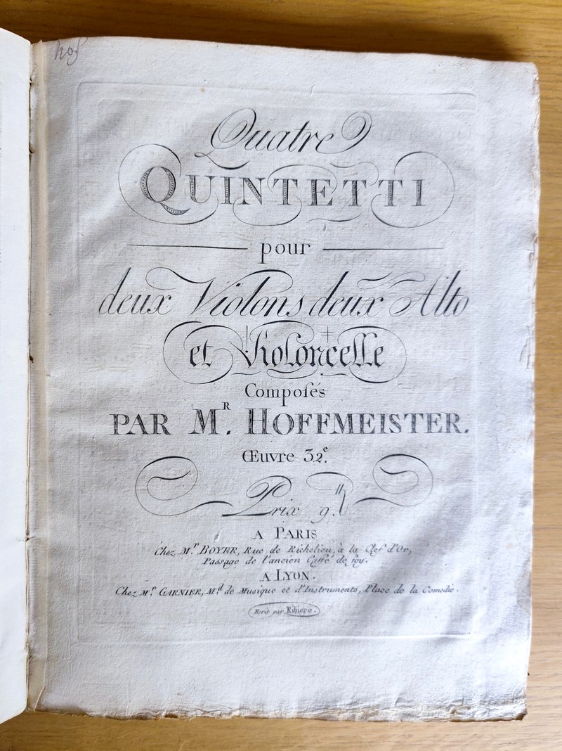 6 Quintettes (quintetti). Recueil de 6 partitions de compositeurs différents