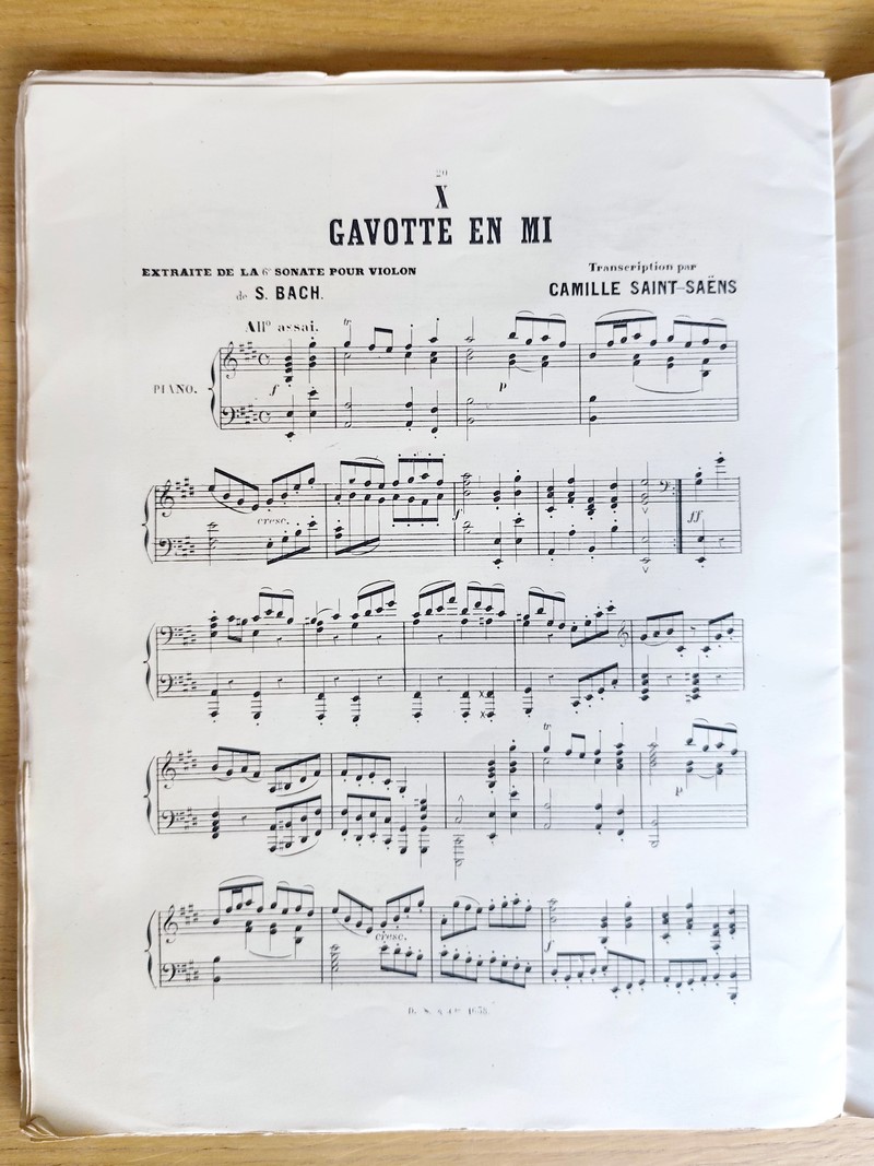 Transcription pour piano par Camille Saint-Saens. 2e recueil