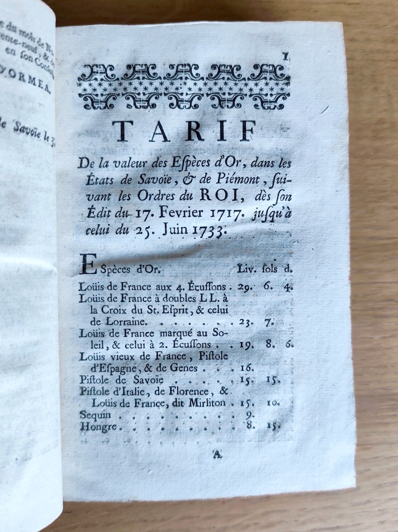 Réduction des Florins en Livres de Savoie contenant toute sorte de liquidations & comptes faits suivant l'édit de sa Majesté du 22 septembre 1724 & un calendrier perpétuel avec son explication pour découvrir les dattes précises de toutes les fêts...