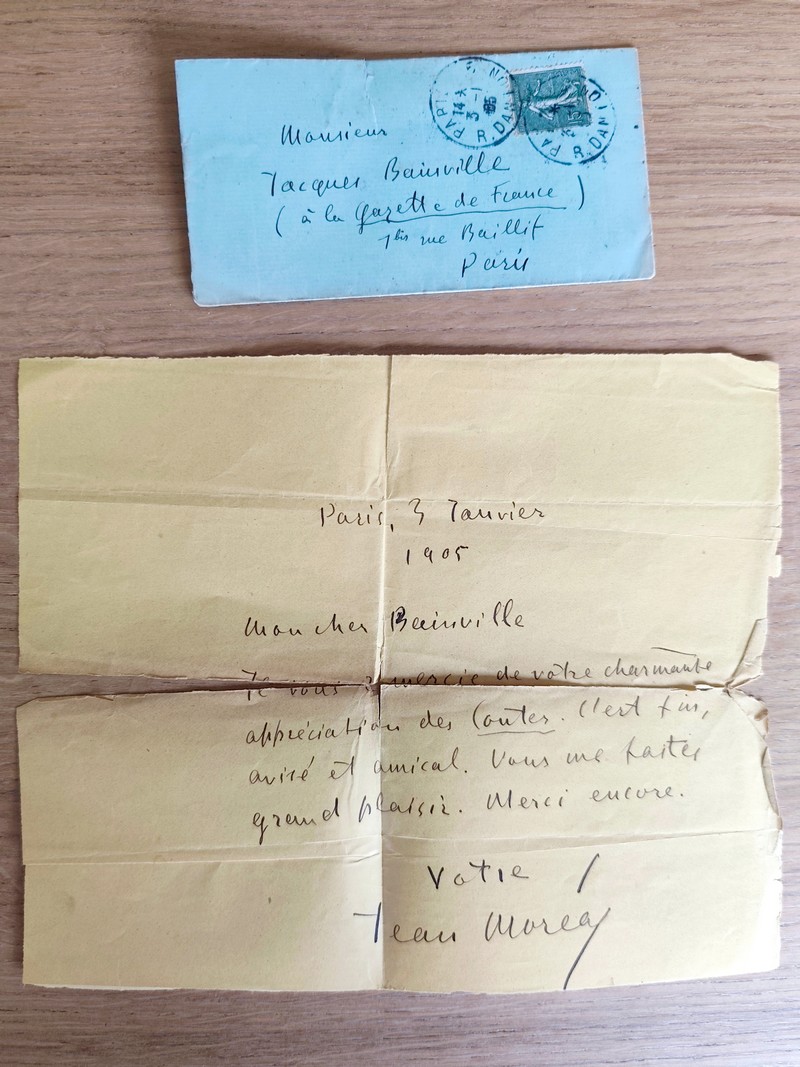 Lettre autographe signée de Jean Moréas, adressée à Jacques Bainville