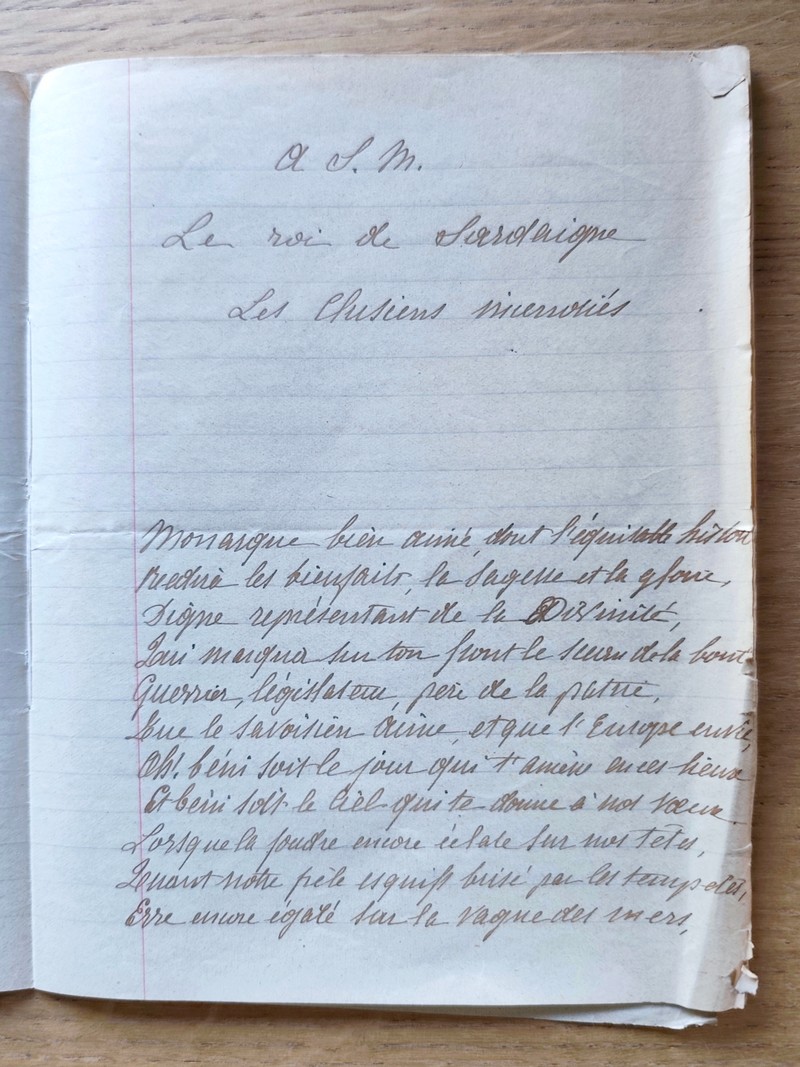 Souvenirs historiques de la ville de Cluses au profit des enfants des ouvriers horlogers incendiés. Auquel sont jointes deux pièces manuscrites dont « Les clusiens incendiés » adressé à S. M. Le Roi de Sardaigne