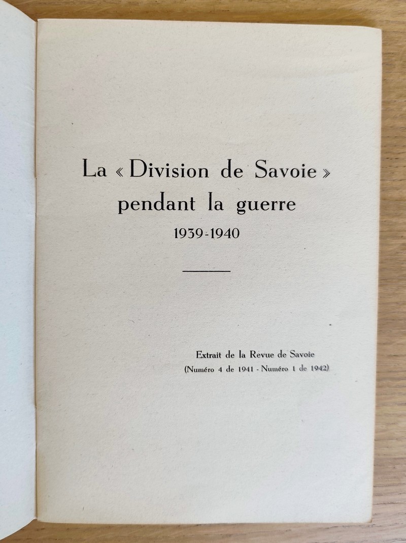 La « Division de Savoie » pendant la Guerre 1939-1940