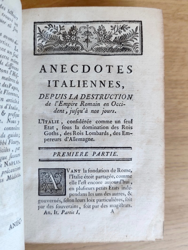 Anecdotes italiennes, depuis la destruction de l'Empire Romain en Occident jusqu'à nos jours (2 parties en un volume)