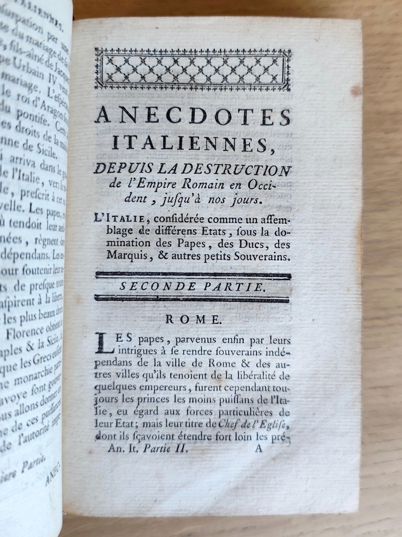 Anecdotes italiennes, depuis la destruction de l'Empire Romain en Occident jusqu'à nos jours (2 parties en un volume)