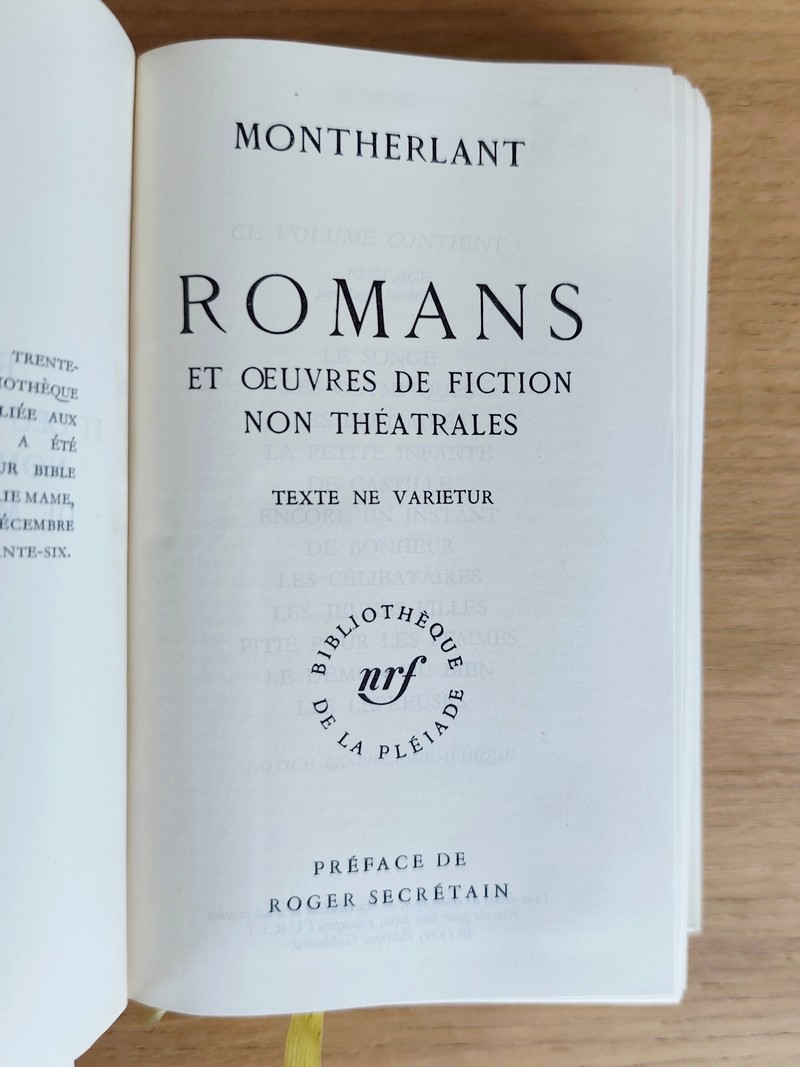 Romans et oeuvres de fiction non théâtrales