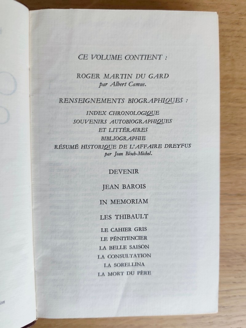 Oeuvres complètes (2 volumes) Devenir - Jean Barois - Les Thibault - Vieille France - Confidence africaine - Le testament du père Leleu - La gonfle - Un taciturne - Notes sur André Gide
