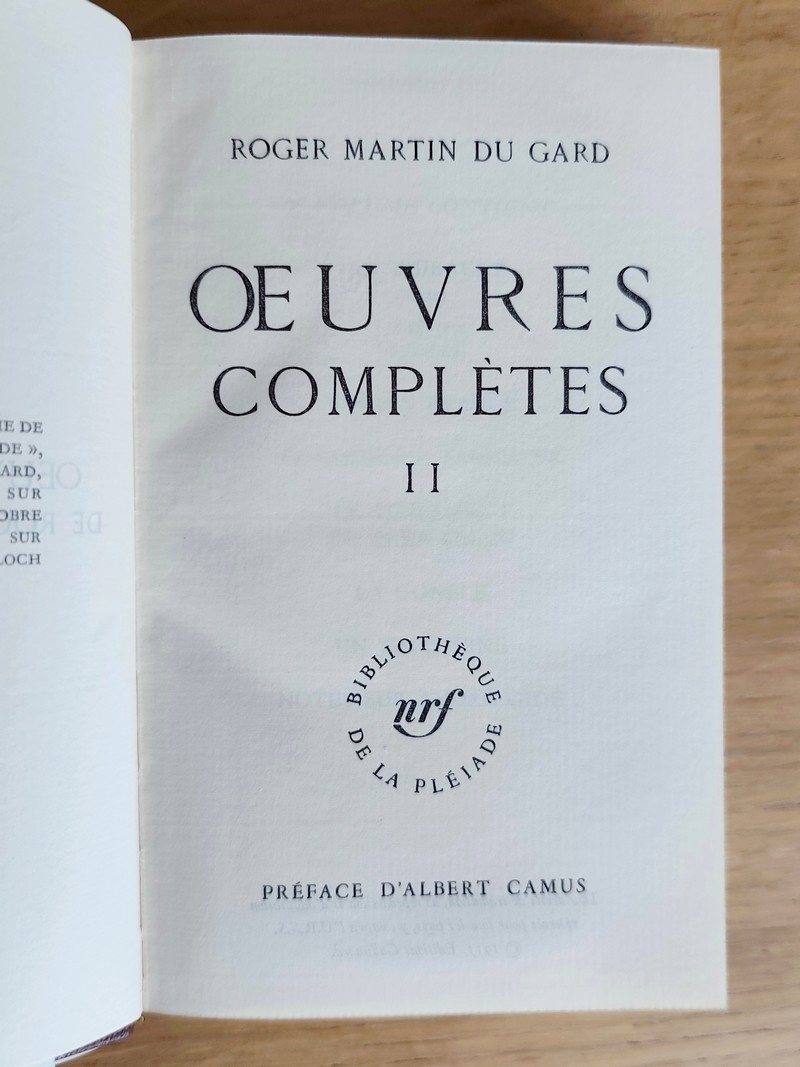 Oeuvres complètes (2 volumes) Devenir - Jean Barois - Les Thibault - Vieille France - Confidence africaine - Le testament du père Leleu - La gonfle - Un taciturne - Notes sur André Gide