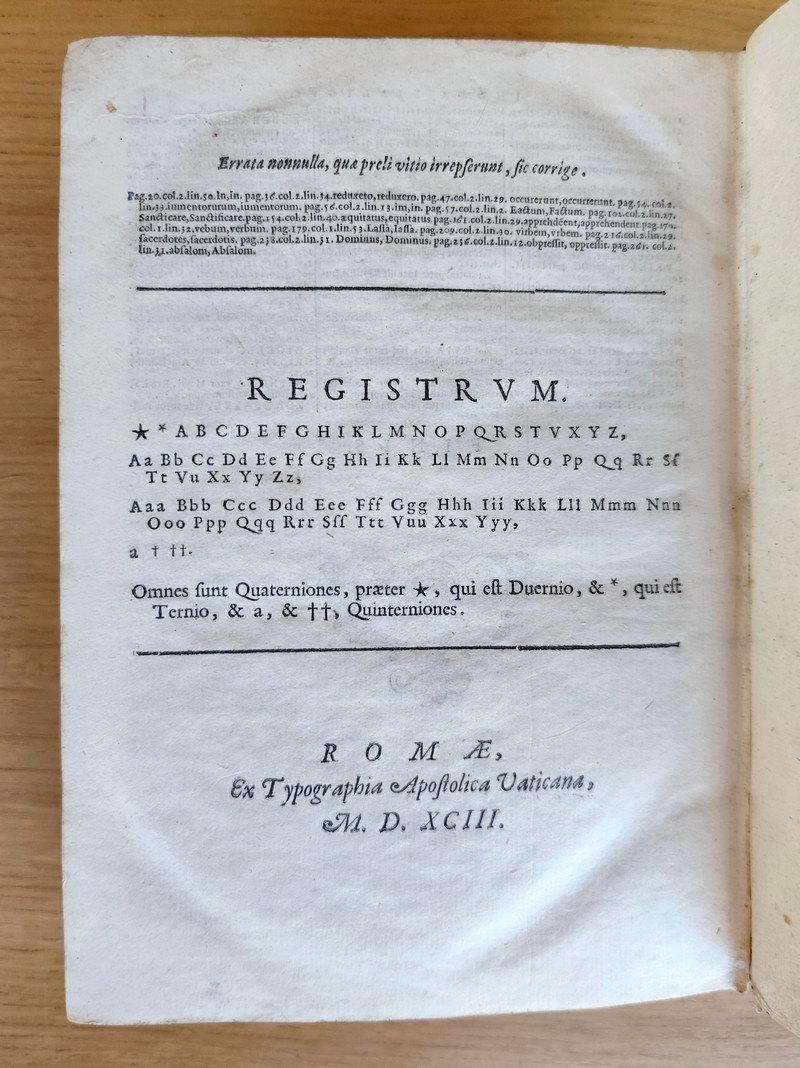 Biblia Sacra, vulgatae editionis, Sixti Quinti pont.Max. Iussu recognita atque edita (1593 - Vulgate sixto-clémentine)