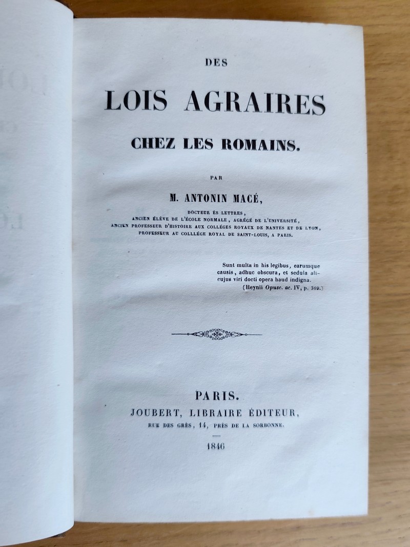 Des Lois agraires chez les Romains