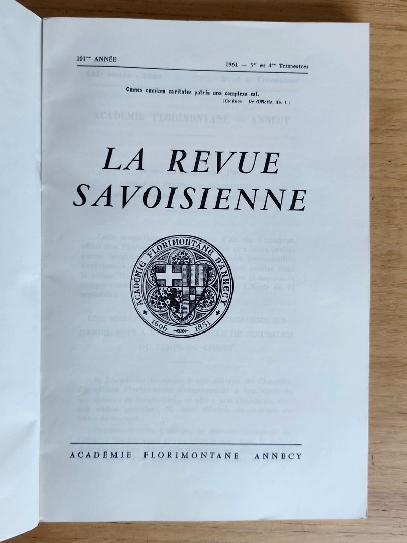 Revue Savoisienne 101ème année, 1961, 3 & 4ème trimestre