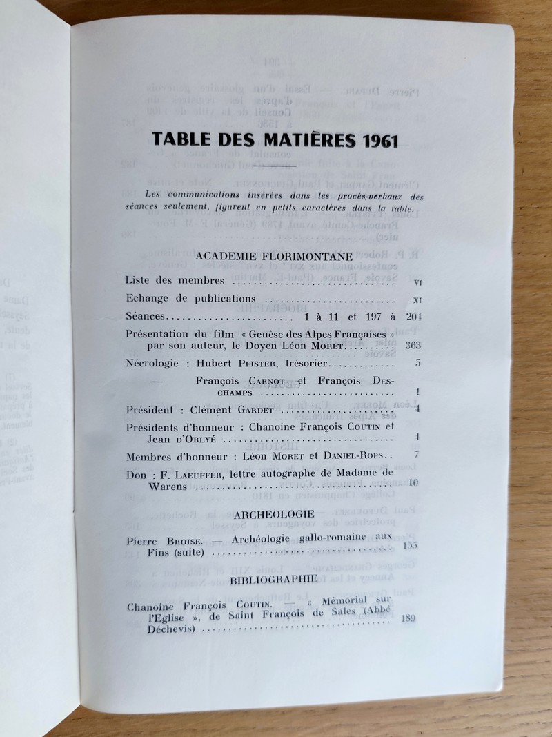 Revue Savoisienne 101ème année, 1961, 3 & 4ème trimestre