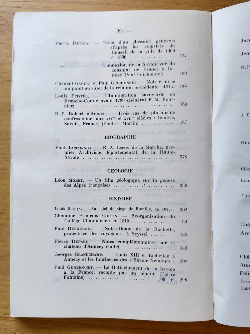 Revue Savoisienne 101ème année, 1961, 3 & 4ème trimestre