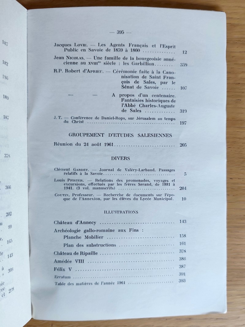 Revue Savoisienne 101ème année, 1961, 3 & 4ème trimestre