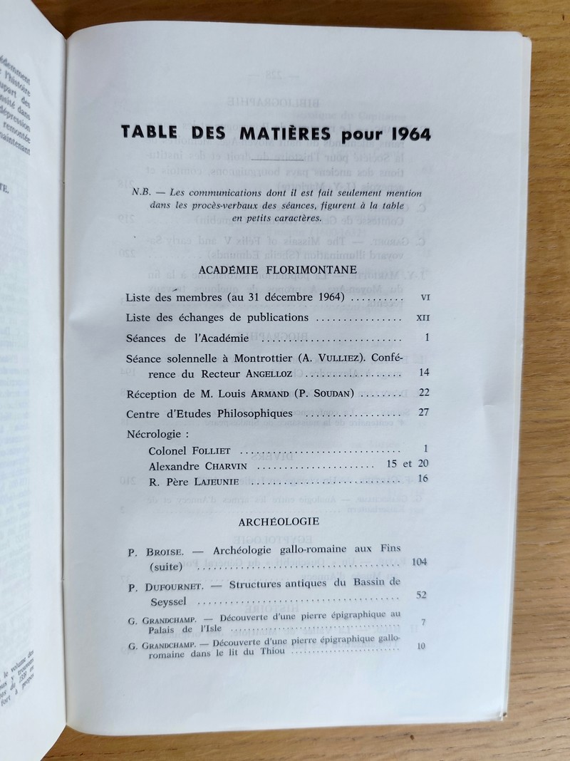 Revue Savoisienne 104ème année, 1964, 1er, 2ème, 3ème & 4ème trimestre
