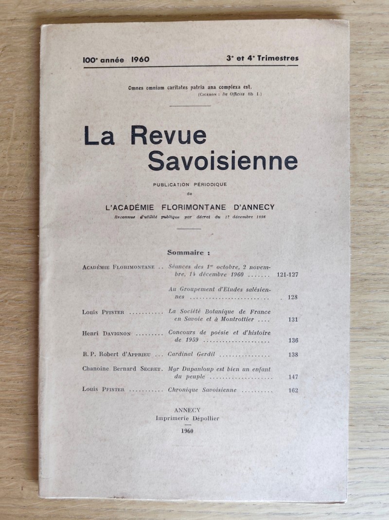 Revue Savoisienne 100ème année, 1960, (2 volumes année complète)