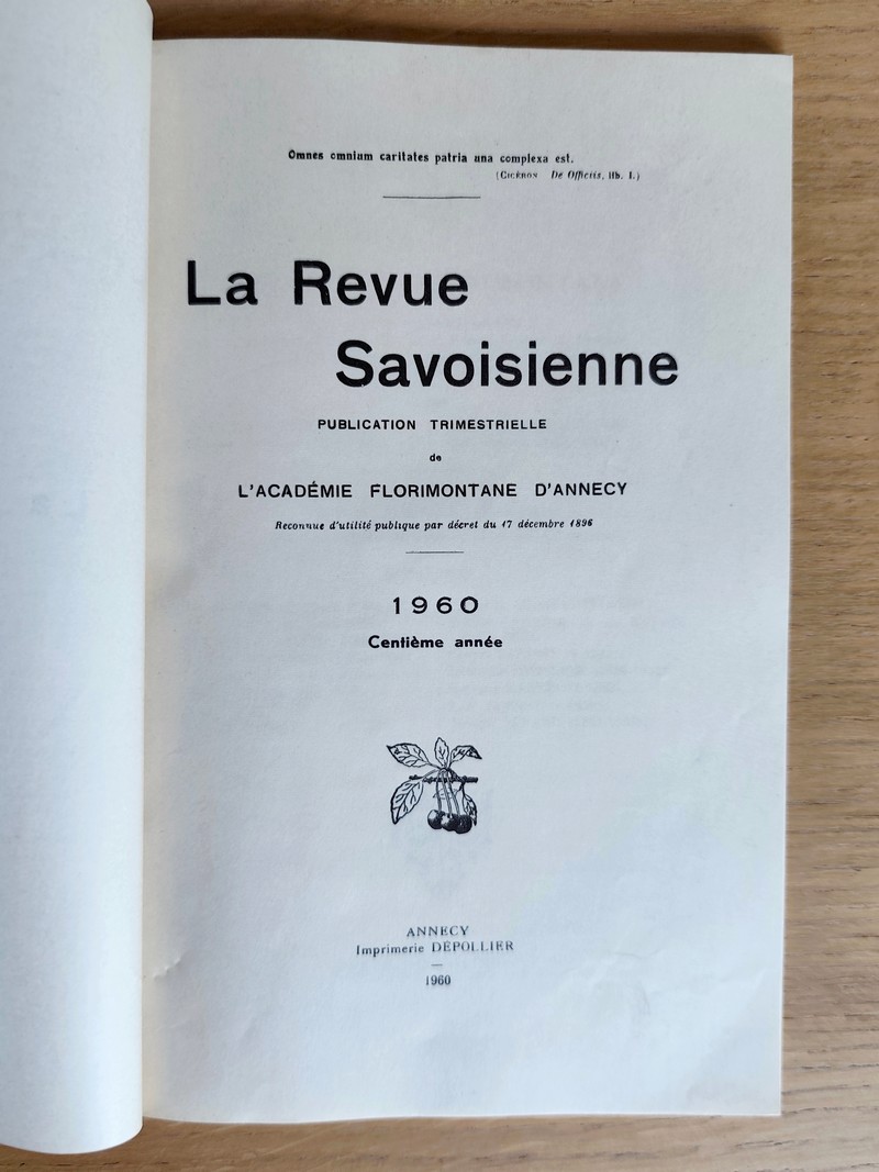 Revue Savoisienne 100ème année, 1960, (2 volumes année complète)