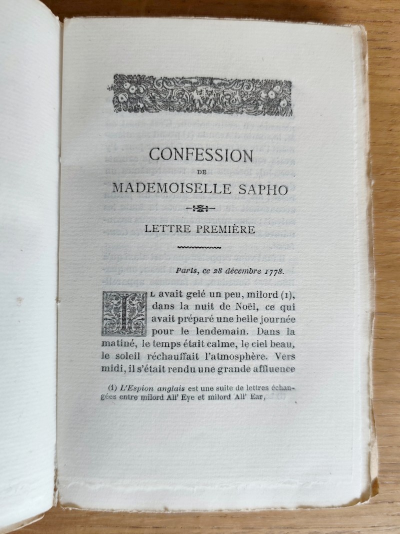 La secte des Anandrynes. Confession de Mademoiselle Sapho