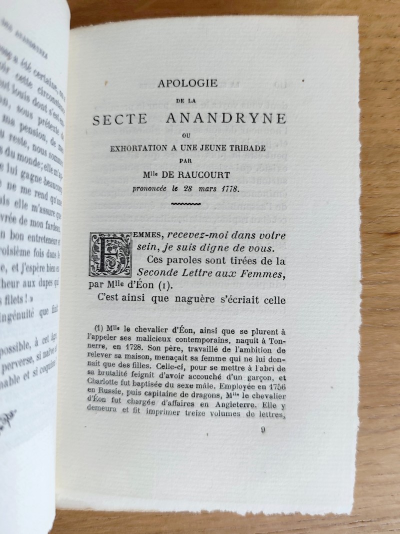 La secte des Anandrynes. Confession de Mademoiselle Sapho