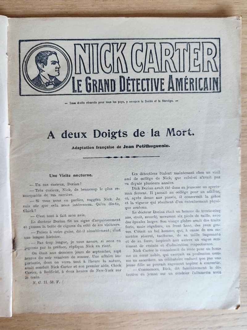Nick Carter, le grand détective américain. Série II n° 58 - A deux doigts de la mort (Save from death)