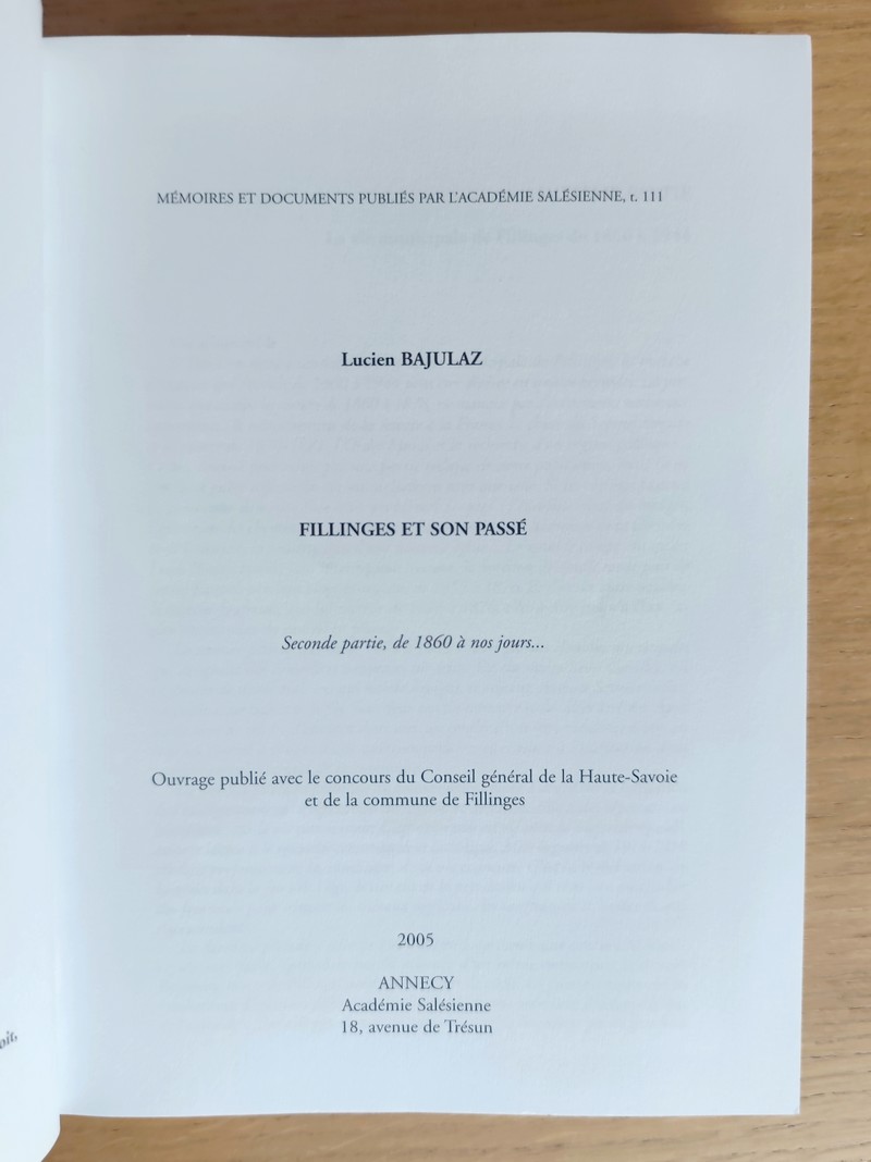 Fillinges et son passé (2 volumes)