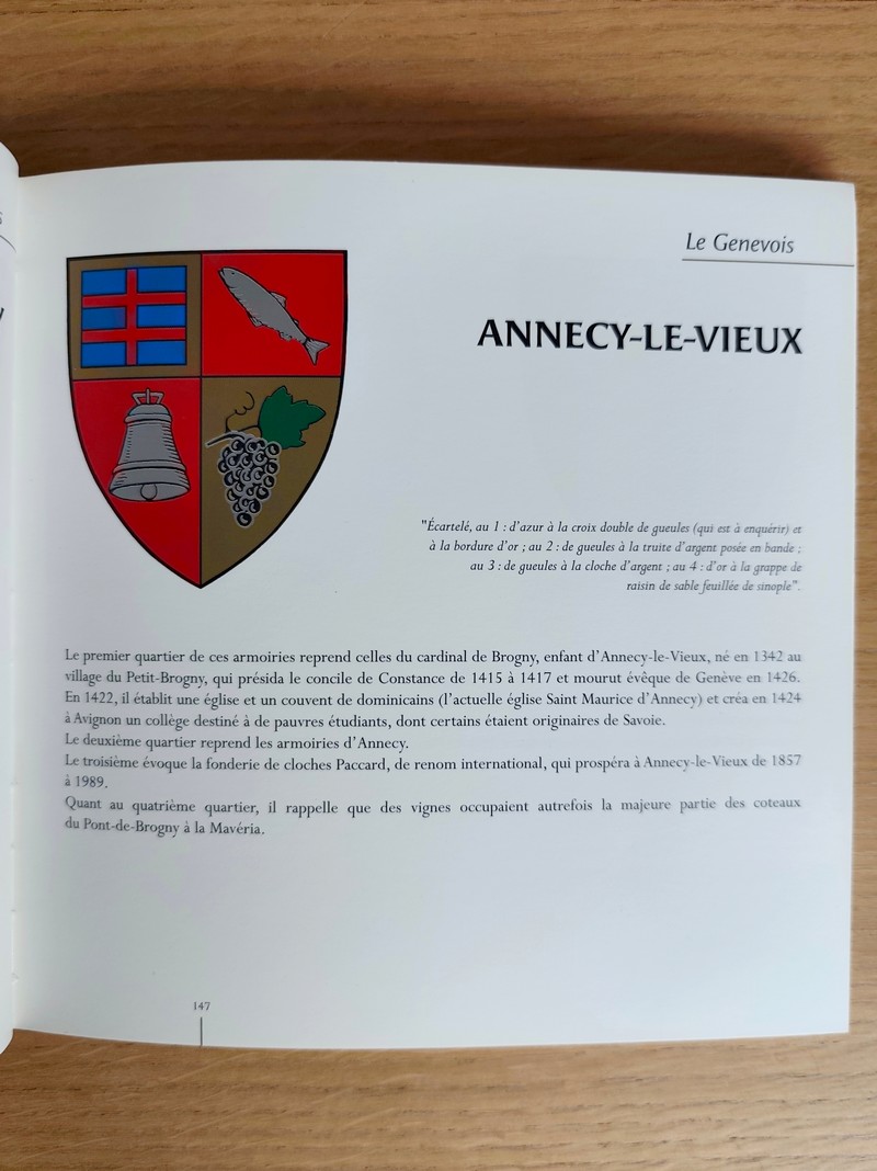 Armorial des communes de la Haute-Savoie. Joint : Les armoiries d'Annecy