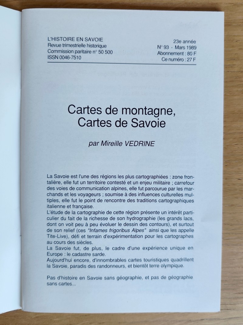 Cartes de montagne, Cartes de Savoie