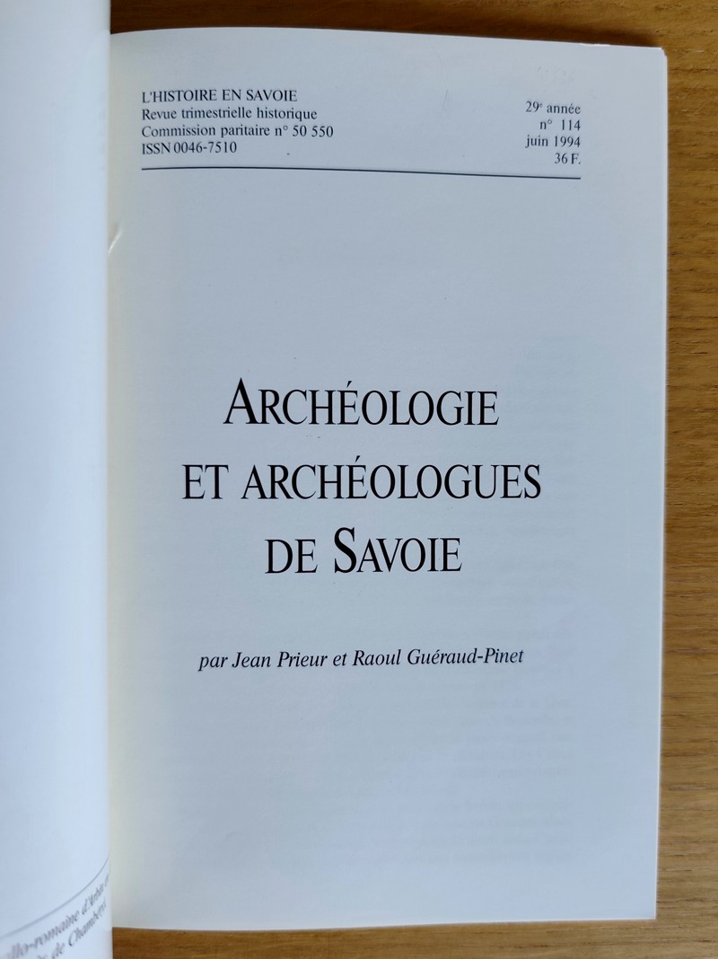 Archéologie et Archéologues de Savoie