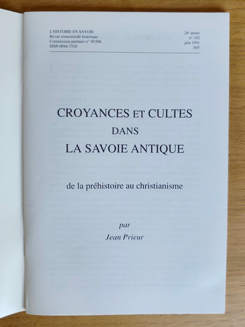 Croyances et Cultes dans la Savoie antique, de la préhistoire au christianisme
