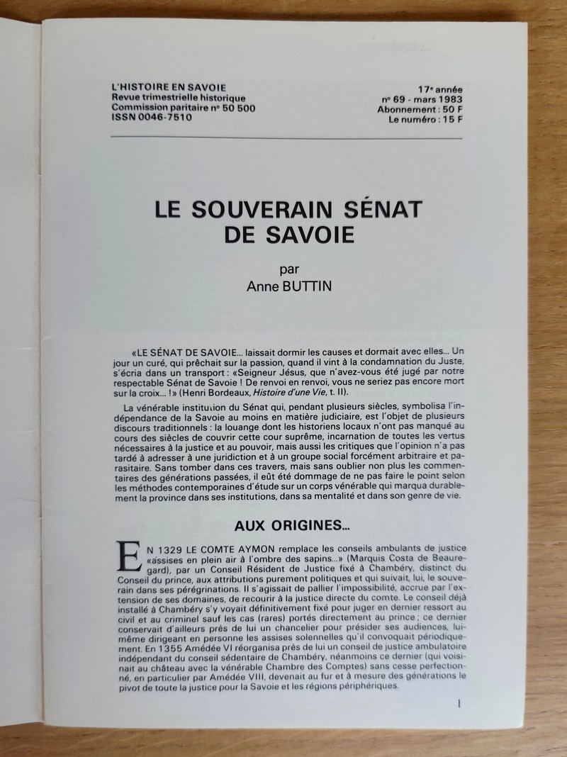 Le souverain Sénat de Savoie