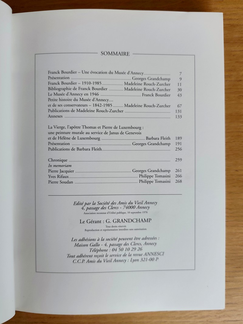 Annesci N° 37 - F. Bourdier, Une évocation du Musée d'Annecy - petite histoire des musées d'Annecy et de ses conservateurs 1842-1985 - La vierge, l'Apôtre Thomas et Pierre de Luxembourg